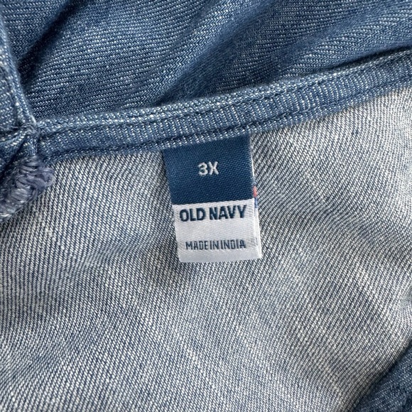 Old Navy Womens Dress Size 3X Blue Chambray Denim Midi Smocked Waist Cottagecore - Picture 10 of 16